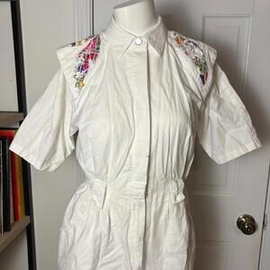 Vintage 80s Floral Detail Skirt Dress